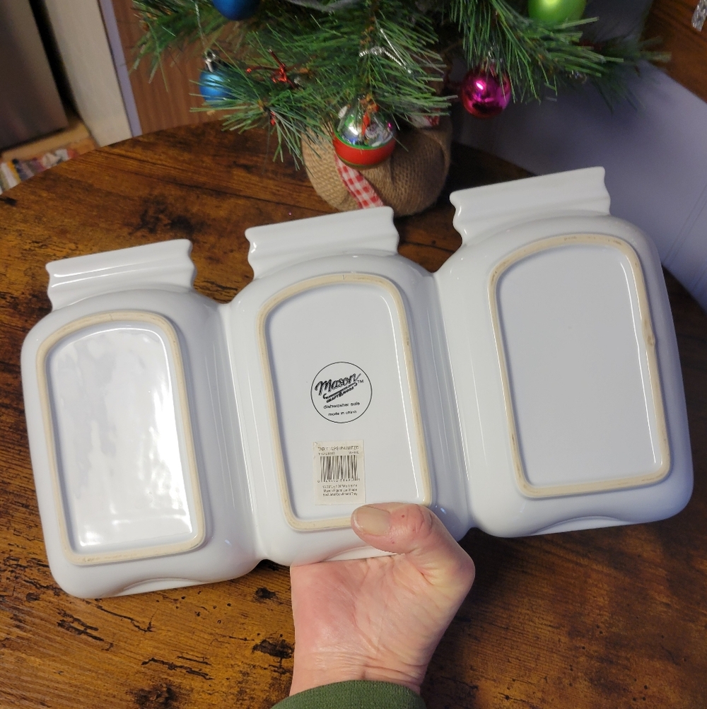 Mason Craft &More 3 sectional stoneware Tray-white - Picture 3 of 8